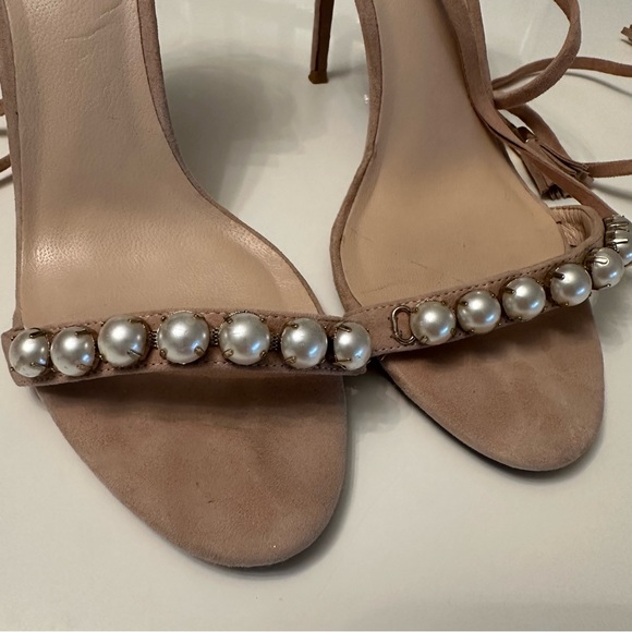 RAYE Bennie Pearl Suede Sandals Heel in tan - Picture 7 of 9